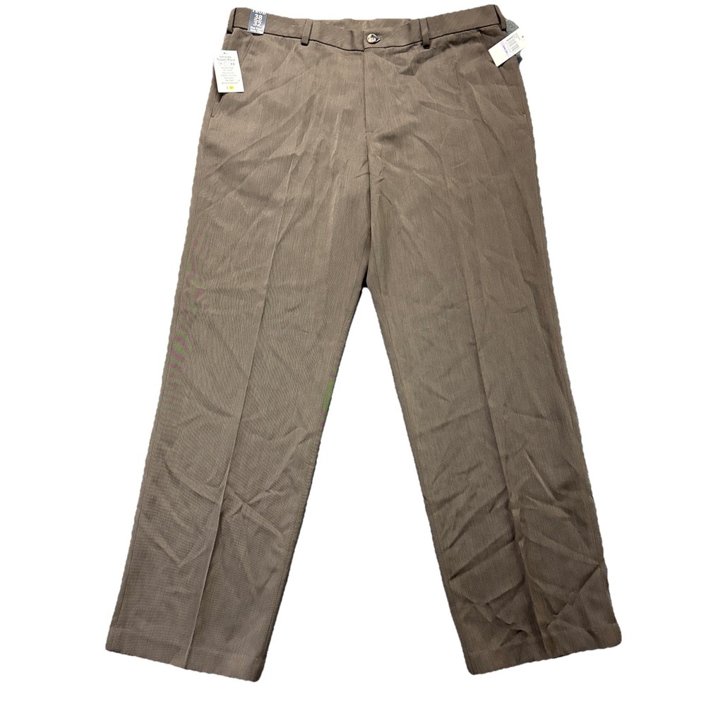 Izod Ultimate Travel Pants Mens 38x32 Sportflex‎ UPF 50 Brown Wicking Golf NEW